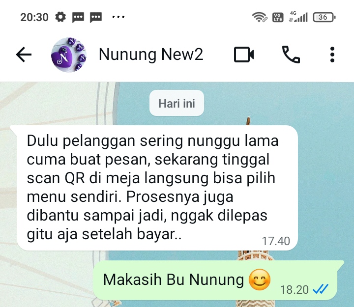 Testimoni Bu Nunung pengguna sistem menu resto scan QR NAFA Tech