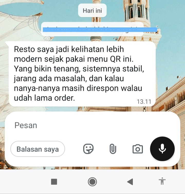 Testimoni pemilik resto pengguna sistem menu resto scan QR NAFA Tech